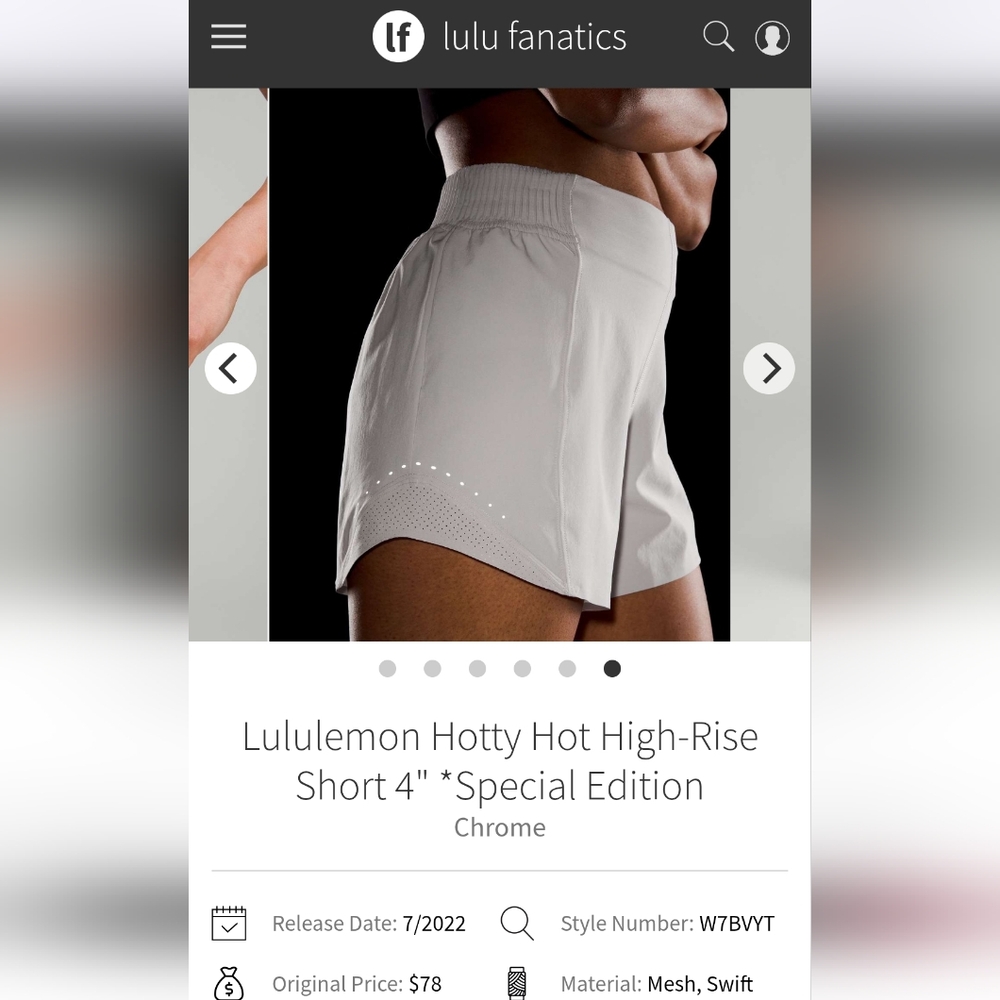 lululemon athletica Women's Chrome Athletic Shorts